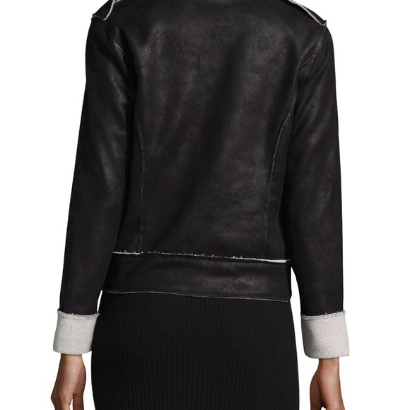 NWT Splendid Faux Suede Biker Jacket Reversible Cuffs Black Coat XS S M L $238 - Picture 2 of 2